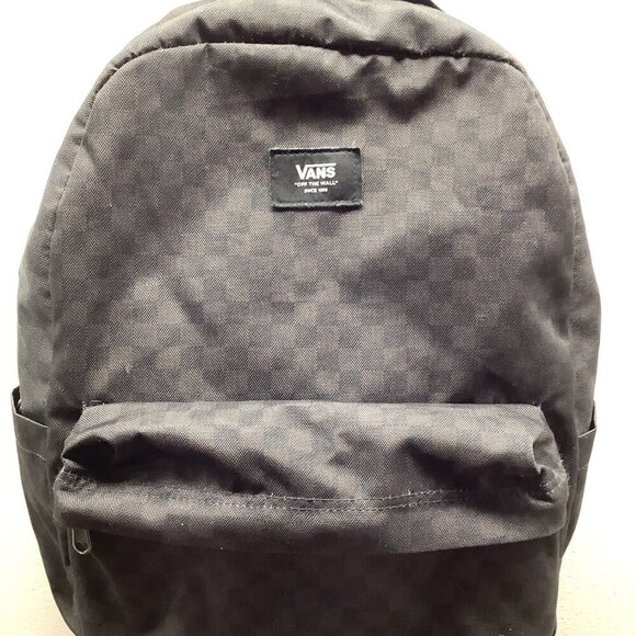 Vans Old Skool Checkerboard Backpack-Black/Charcoal-Recycled Polyester (Unisex) - Picture 2 of 8